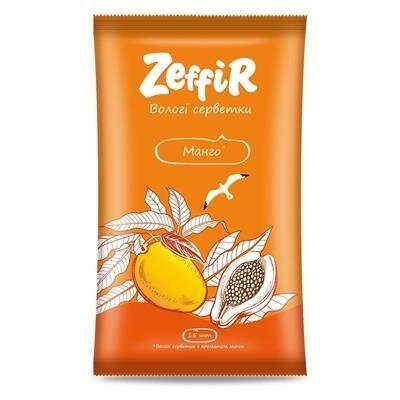 Серветки вологі Zeffir Манго, 15 шт