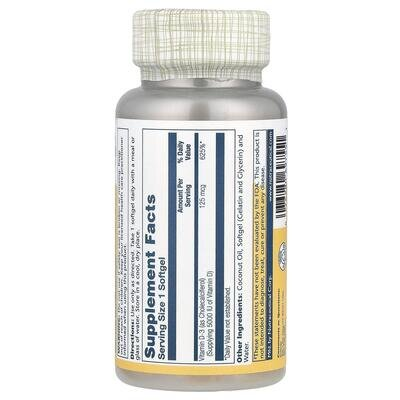 Супер БІО вітамін D-3 Solaray Super Bio Vitamin D-3 125 мкг, 120 капсул
