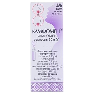 Камфомен аерозоль по 30 г у балон.