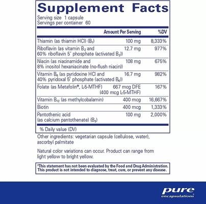 Вітаміни групи B Pure Encapsulations B-Complex Plus, 60 капсул