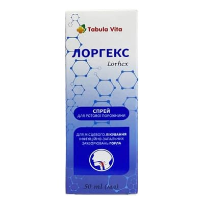 Лоргекс спрей д/рот. порож. по 50 мл у флак. скл.