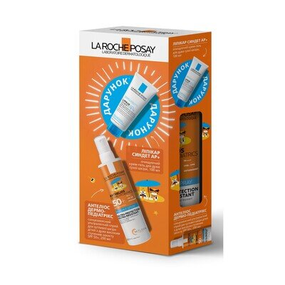 Набір La Roche-Posay Anthelios Dermo-Pediatrics сонцезахисний ультралегкий спрей для чутливої шкіри дітей SPF50+, 200 мл + Lipikar Syndet, 100 мл