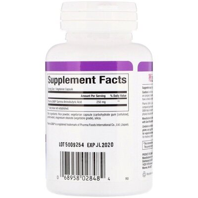 Гамма-аміномасляна кислота Natural Factors Stress Relax Pharma GABA 250 мг, 60 капcул