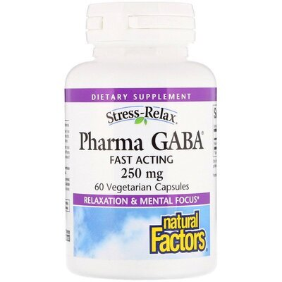 Гамма-аміномасляна кислота Natural Factors Stress Relax Pharma GABA 250 мг, 60 капcул