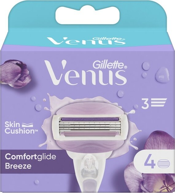 Картриджі змінні для гоління (леза) Venus 3 ComfortGlide Breeze, 4 шт