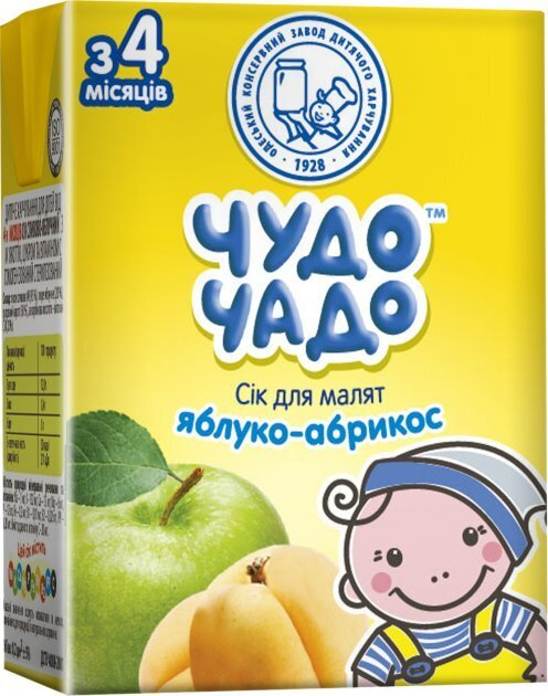 Сік Чудо-Чадо яблучно-абрикосовий з м'якоттю, з цукром, з 4 місяців, 200 мл