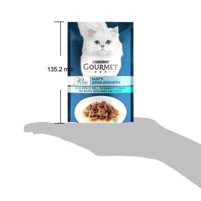 Корм вологий Purina Gourmet Perle Duo з океанічною рибою та тунцем мініфіле в підливі, 85 г