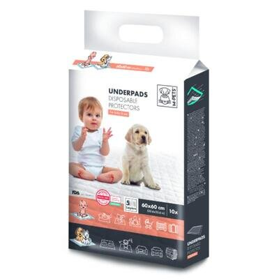 Пелюшки одноразові M-Pets Underpads Disposable Protectors For Baby&Pet для дітей та домашніх тварин, розмір 60х60 см, 10 штук