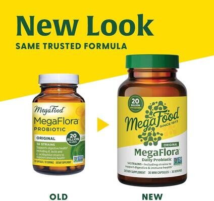 Пробіотик MegaFood MegaFlora 20 млрд КУО, 30 капсул