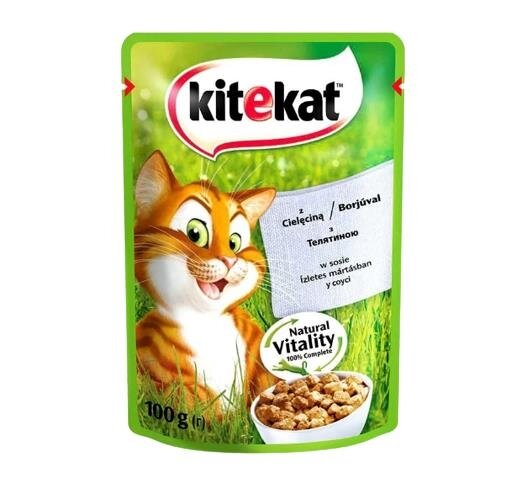 Корм вологий для кішок Kitekat з телятиною в соусі, 100 г
