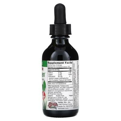 Концентрат хлорофілу Herbs Etc ChlorOxygen зі смаком м'яти без спирту, 59 мл