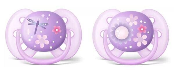 Пустушка силіконова Philips Avent Ultra Soft SCF227/22, 6-18 місяців, для дівчаток, 2 шт