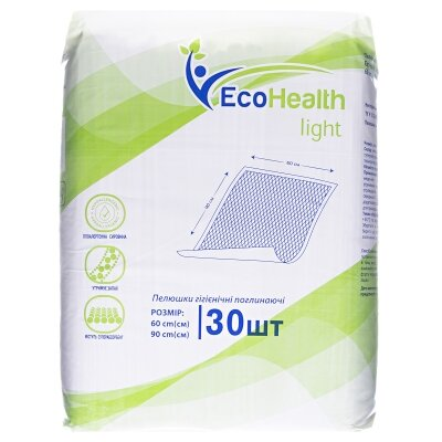 Пелюшки Ecohealth Light одноразові гігієнічні поглинаючі 60 х 90 см, 30 шт
