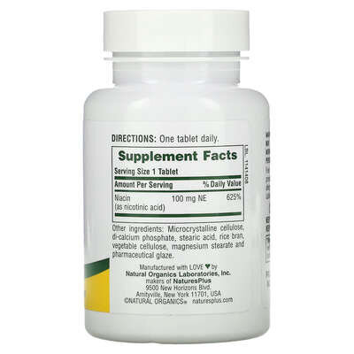 Ніацин Nature's Plus Niacin 100 мг, 90 таблеток