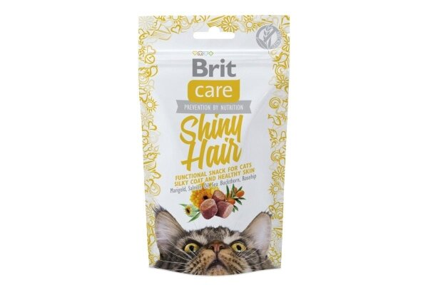 Ласощі для котів Brit Care Shiny Hair для здорової шкіри та шовковистої шерсті, 50 г