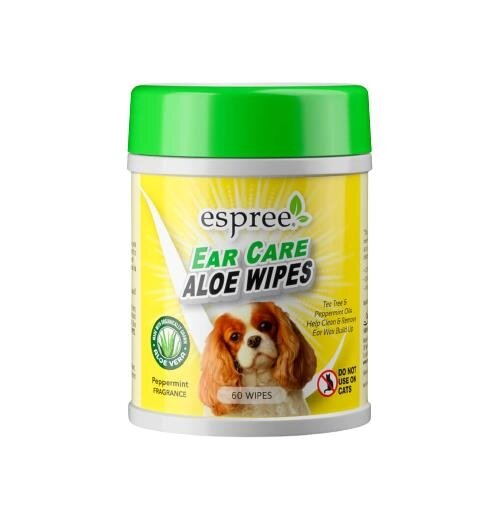 Серветки для собак Espree Aloe Ear Care Pet Wipes з алое вера для вух, 60 штук