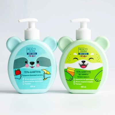 Гель-шампунь для купання Beauty Derm Kids дитячий 2 в 1 з полунично-банановим ароматом, 300 мл