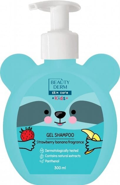 Гель-шампунь для купання Beauty Derm Kids дитячий 2 в 1 з полунично-банановим ароматом, 300 мл