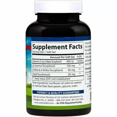 Вітамін Е Carlson Labs Vitamin E 400 МО, 120 капсул