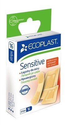 Набір пластирів медичних Ecoplast Sensitive на нетканій основі, 16 штук