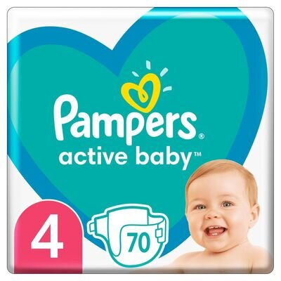 Підгузки дитячі Pampers Active Baby розмір 4. 9-14 кг, 70 шт