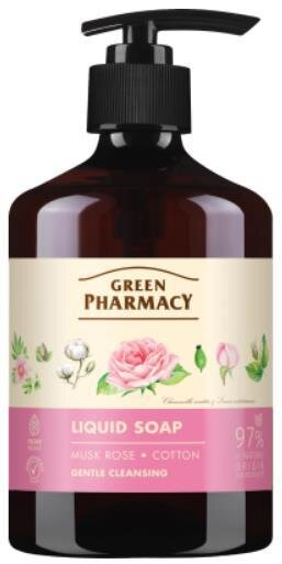 Мило рідке Green Pharmacy Мускатна троянда і бавовна, дозатор, 460 мл