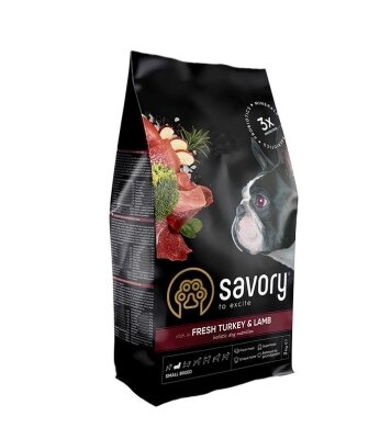 Корм сухий для собак малих порід Savory 30358 зі свіжим м’ясом індички та ягнятиною, 3 кг