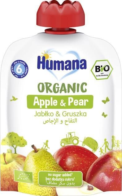Пюре фруктове Humana Organic для дітей з 6 місяців Яблуко-Груша, 90 г