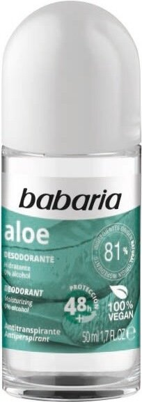 Дезодорант-антиперспірант кульковий Babaria Aloe 48h з алое вера, 50 мл