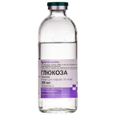 Глюкоза розчин д/інф. 5 % по 200 мл у пляш.