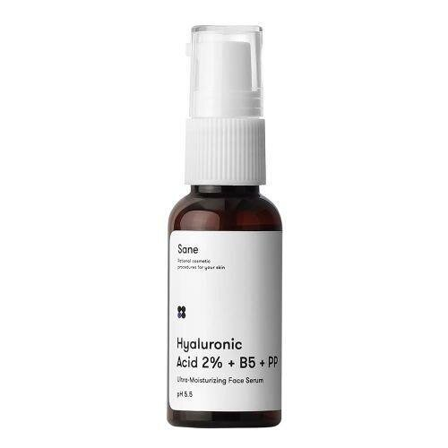 Сироватка для обличчя Sane Hyaluronic acid 2% + В5 + РР з гіалуроновою кислотою і вітамінами В5, РР, 30 мл