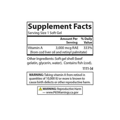 Вітамін А Carlson Labs Vitamin A 10000 МО, 100 желатинових капсул
