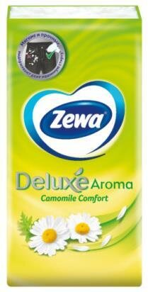 Хусточки паперові Zewa Deluxe Aroma Ромашка 3 шари, 10 шт х 1 уп