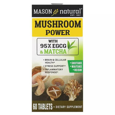 Гриби для здоров'я мозку та клітин Mason Natural Mushroom Power таблетки №60