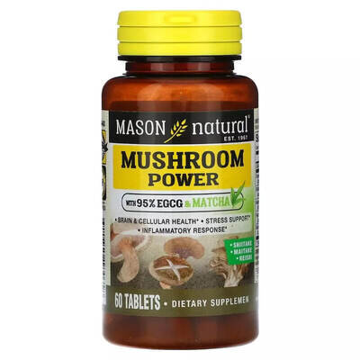 Гриби для здоров'я мозку та клітин Mason Natural Mushroom Power таблетки №60