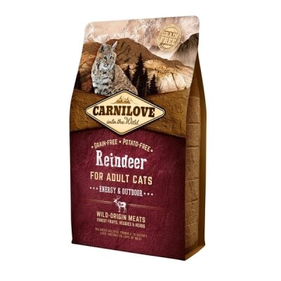 Корм сухий для дорослих активних кішок Carnilove Raindeer Energy & Outdoor оленина та кабан, 2 кг