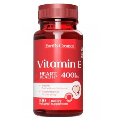 Вітамін Е-400 IU D-Alpha Earth's Creation Vitamin E-400 IU D-Alpha, 100 гелевих капсул