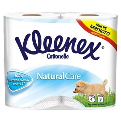 Туалетний папір Kleenex Cottonelle Natural Care 3-шарова, 4 штуки