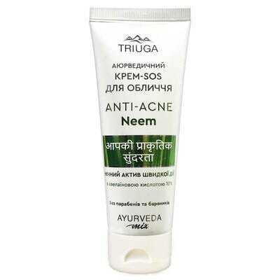 Крем-SOS для обличчя Triuga Anti-Acne Neem Аюрведичний для проблемної шкіри, нічний, 75 мл