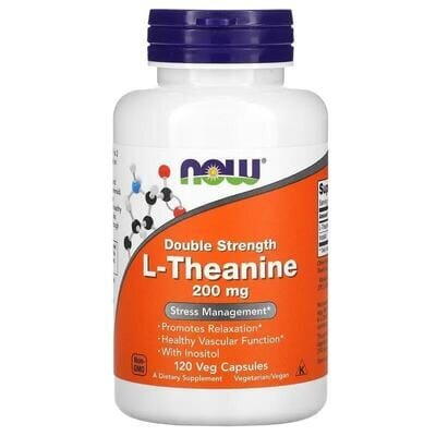 L-теанин NOW L-Theanine Double Strength 200 мг вег. капсулы №120