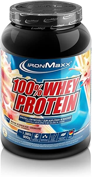 Протеїн IronMaxx 100% Whey Protein Полуниця-білий шоколад, 900 г
