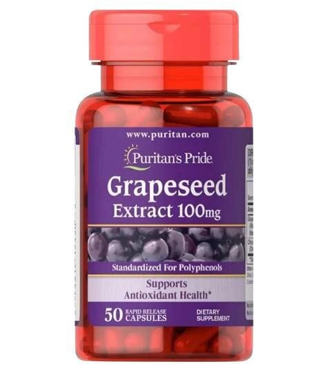 Екстракт виноградних кісточок Puritan's Pride Grapeseed Extract 100 мг, 50 капсул