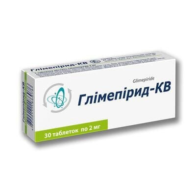 Глімепірид-КВ таблетки по 2 мг №30 (10х3)