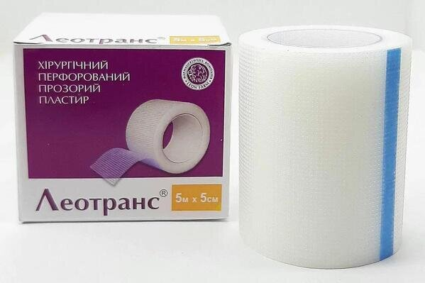 Пластир медичний Леотранс хірургічний, перфорований, прозорий, котушка, 5 х 500 см