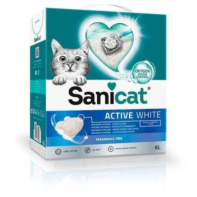 Наповнювач для котячого туалету Sanicat Active White бентонітовий, без запаху, білий, 5,25 кг (6 л)