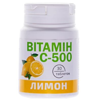 Вітамін С-500 Краса і Здоров'я зі смаком лимону таблетки по 0,5 г №30