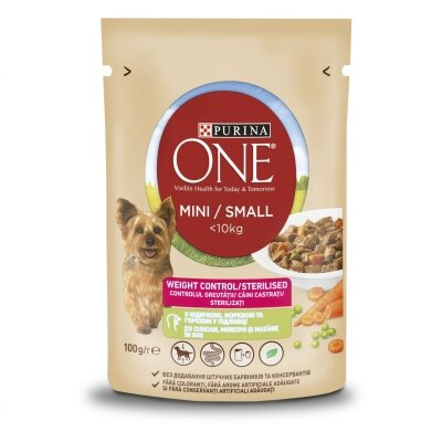 Корм вологий для собак Purina One Mini Weight Control c індичкою, морквою та горохом в підливі, 100 г