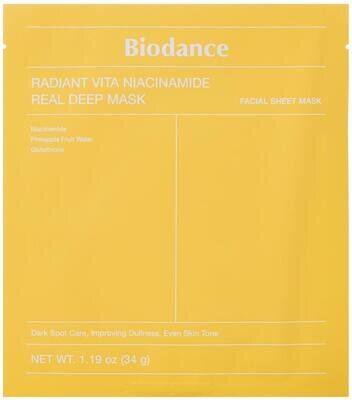 Маска для обличчя Biodance Radiant Vita Niacinamide з Ніацинамідом і Ананасовою водою, 19 г