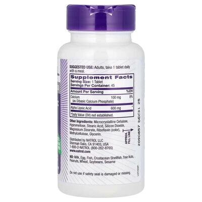 Альфа-ліпоєва кислота Natrol Alpha Lipoic Acid 600 мг, 45 таблеток