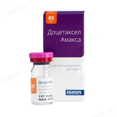 Доцетаксел Амакса концентрат для р-ну д/інф. 20 мг/мл по 4 мл №1 у флак.